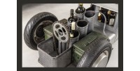 Tavolino CARROAD 165 cm in acciaio e legno di mango stile auto d'epoca