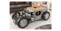 Tavolino CARROAD 165 cm in acciaio e legno di mango stile auto d'epoca