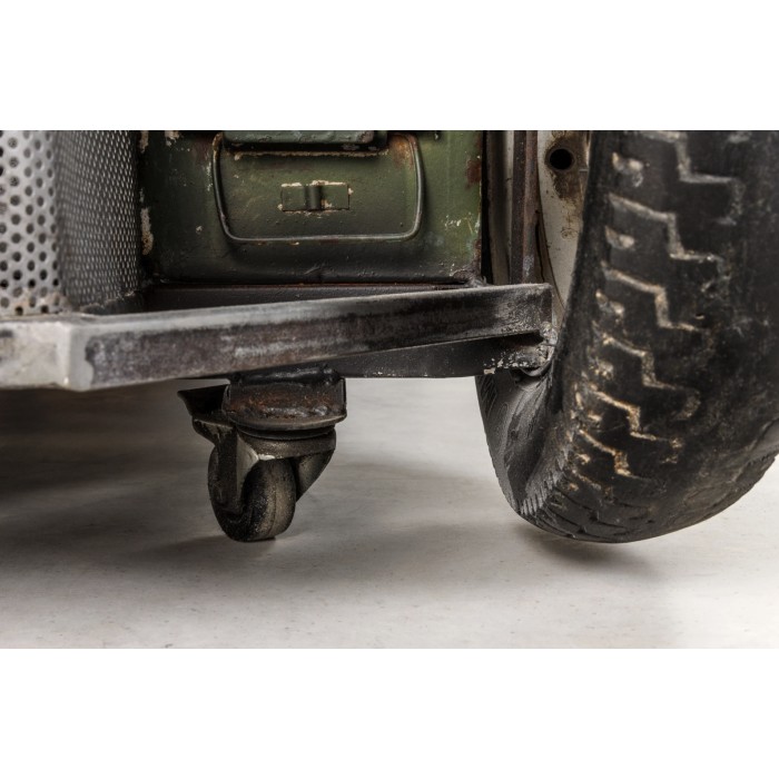 Tavolino CARROAD 165 cm in acciaio e legno di mango stile auto d'epoca