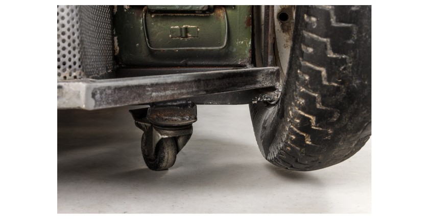 Tavolino CARROAD 165 cm in acciaio e legno di mango stile auto d'epoca