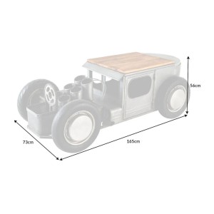 Tavolino CARROAD 165 cm in acciaio e legno di mango stile auto d'epoca