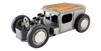 Tavolino CARROAD 165 cm in acciaio e legno di mango stile auto d'epoca