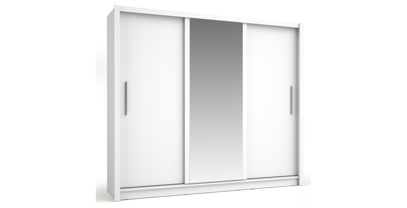 Armoire OZZULA 3 portes coulissantes avec miroir blanc 248 cm