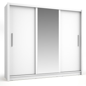 Armoire OZZULA 3 portes coulissantes avec miroir blanc 248 cm