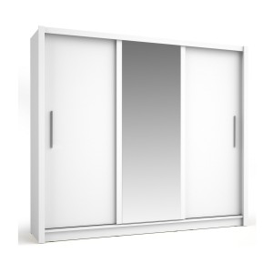 Armoire OZZULA 3 portes coulissantes avec miroir blanc 248 cm