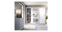 Armoire OZZULA 3 portes coulissantes avec miroir blanc 248 cm