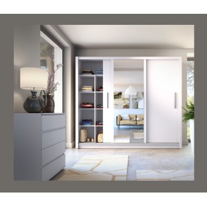 Armoire OZZULA 3 portes coulissantes avec miroir blanc 248 cm