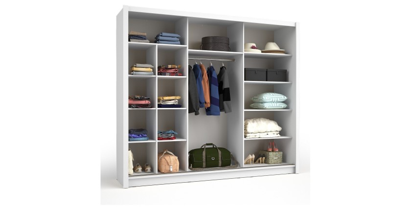 Armoire OZZULA 3 portes coulissantes avec miroir blanc 248 cm