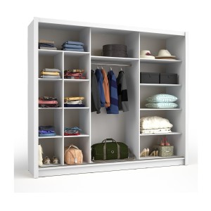 Armoire OZZULA 3 portes coulissantes avec miroir blanc 248 cm
