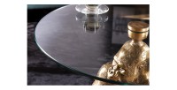 Mesa baja GORILOX redonda 60 cm en aluminio dorado y vidrio templado