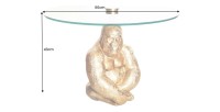 Mesa baja GORILOX redonda 60 cm en aluminio dorado y vidrio templado