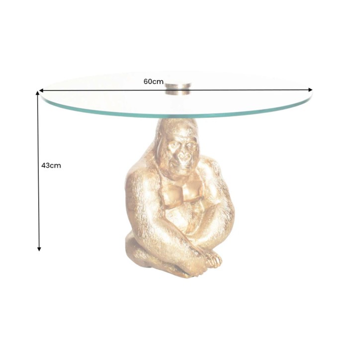 Mesa baja GORILOX redonda 60 cm en aluminio dorado y vidrio templado