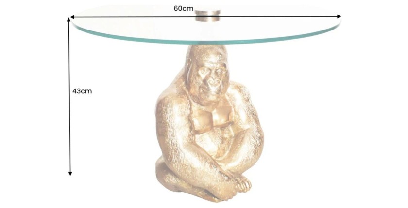 Mesa baja GORILOX redonda 60 cm en aluminio dorado y vidrio templado