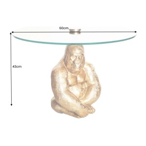Mesa baja GORILOX redonda 60 cm en aluminio dorado y vidrio templado