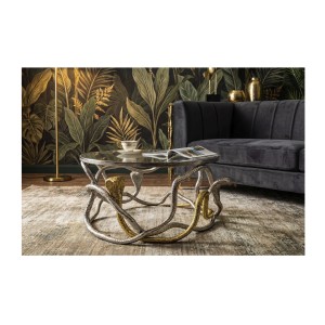 Table basse VIPEREA 67cm dorée et argentée vue de face