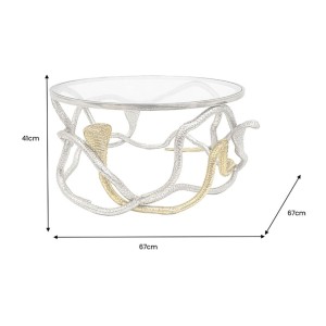 Table basse VIPEREA 67cm dorée et argentée dimensions