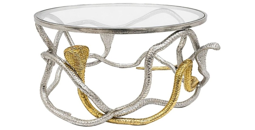 Table basse VIPEREA 67cm dorée et argentée