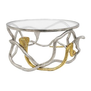 Table basse VIPEREA 67cm dorée et argentée