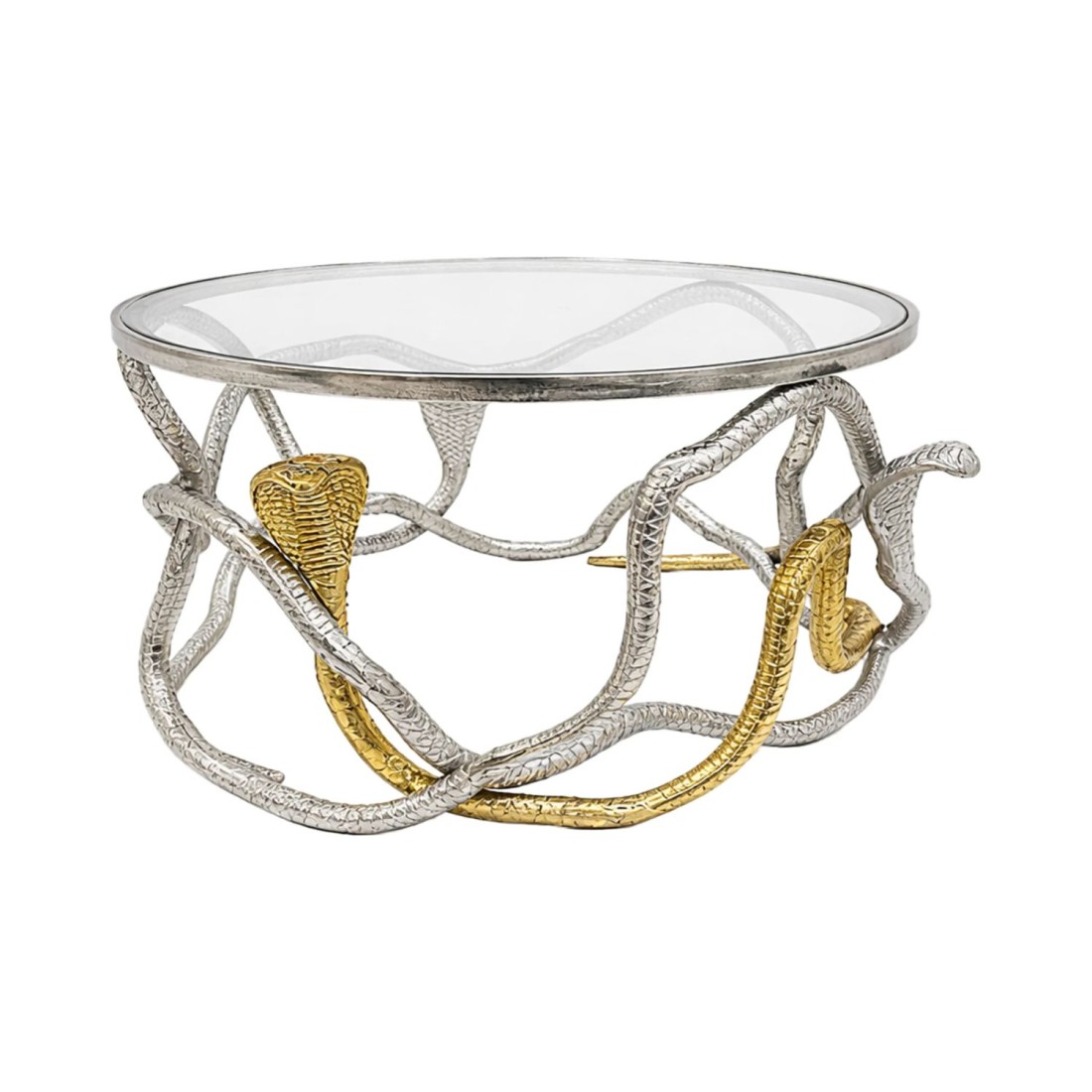 Table basse VIPEREA 67cm dorée et argentée