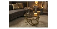 Table basse VIPEREA dorée 67cm vue de haut et de nuit