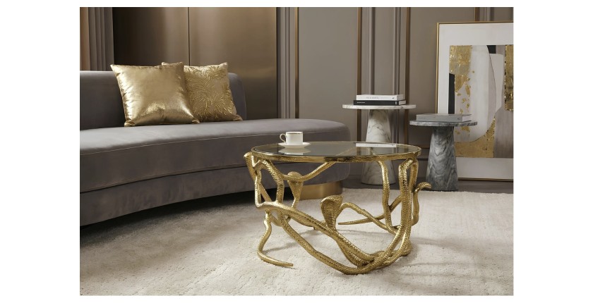 Table basse VIPEREA dorée 67cm vue de face