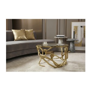 Table basse VIPEREA dorée 67cm vue de face