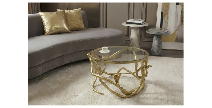 Table basse VIPEREA dorée 67cm vue de haut