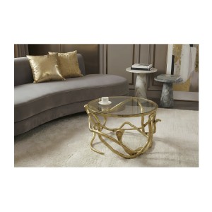 Table basse VIPEREA dorée 67cm vue de haut