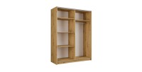 Armoire VARIA 2 portes coulissantes avec miroir chêne et noir 150 cm