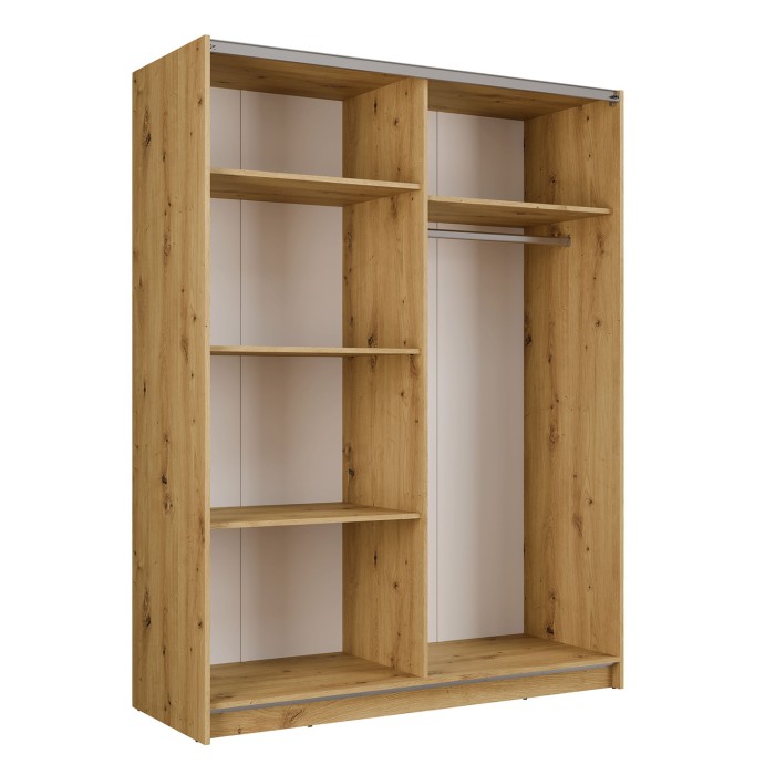 Armoire VARIA 2 portes coulissantes avec miroir chêne et noir 150 cm