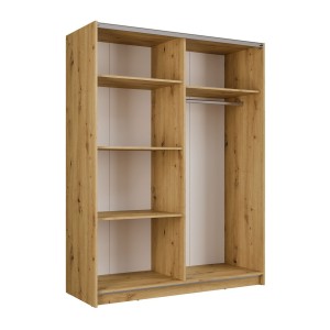 Armoire VARIA 2 portes coulissantes avec miroir chêne et noir 150 cm
