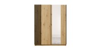 Armoire VARIA 2 portes coulissantes avec miroir chêne et noir 150 cm