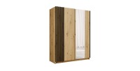 Armoire VARIA 2 portes coulissantes avec miroir chêne et noir 150 cm