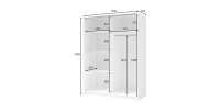 Armoire VARIA 2 portes coulissantes avec miroir chêne et noir 150 cm