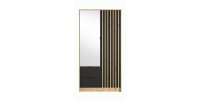 Armoire TORVIK 2 portes avec miroir, tiroirs et tasseaux décoratifs 101 cm