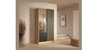 Armoire TORVIK 2 portes avec miroir, tiroirs et tasseaux décoratifs 101 cm