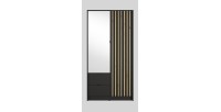 Armoire TORVIK 2 portes avec miroir, tiroirs et tasseaux noir et chêne 101 cm