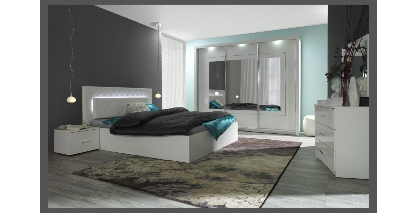 Ensemble PANAREA : lit coffre 160x200 et chevets