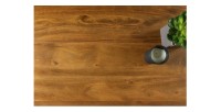 Zoom sur la texture du plateau de la table basse ARKAYA en acacia 110cm pieds noir en forme de U