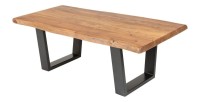 Table basse ARKAYA en acacia 110cm pieds noir en forme de U