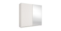 Armoire VENEZIA avec dressing ouvert LED et miroirs blanc mat 221 cm
