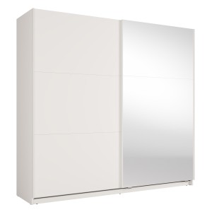 Armoire VENEZIA avec dressing ouvert LED et miroirs blanc mat 221 cm
