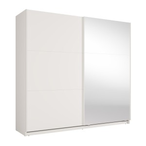 Armoire VENEZIA avec dressing ouvert LED et miroirs blanc mat 221 cm