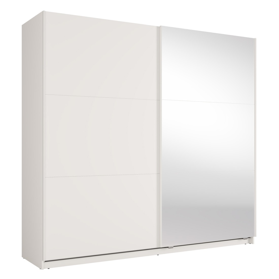 Armoire VENEZIA avec dressing ouvert LED et miroirs blanc mat 221 cm