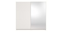 Armoire VENEZIA avec dressing ouvert LED et miroirs blanc mat 221 cm