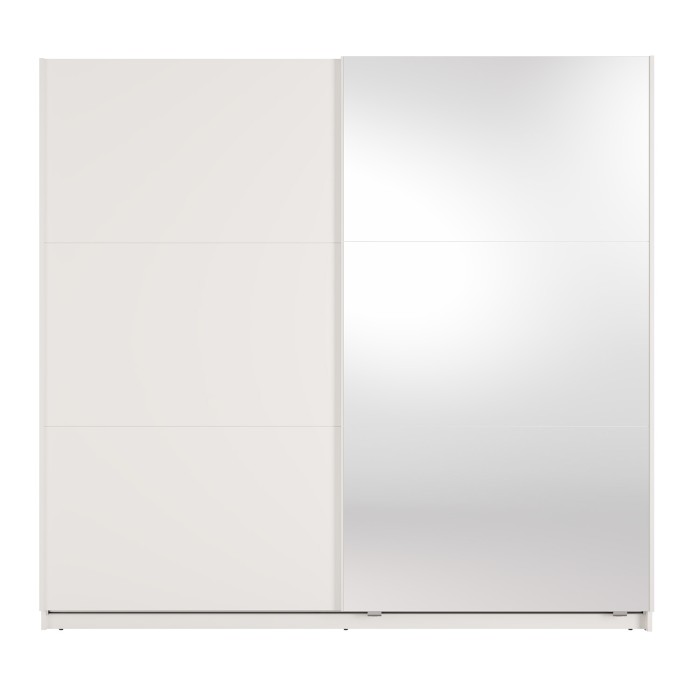 Schrank VENEZIA mit offenem LED-Kleiderschrank und Spiegeln in Mattweiß 221 cm