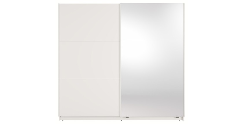 Armoire VENEZIA avec dressing ouvert LED et miroirs blanc mat 221 cm