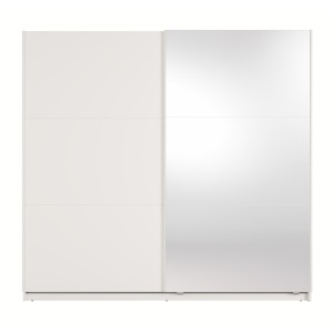 Armoire VENEZIA avec dressing ouvert LED et miroirs blanc mat 221 cm