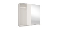 Armoire VENEZIA avec dressing ouvert LED et miroirs blanc mat 221 cm