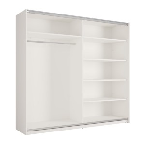 Armoire VENEZIA avec dressing ouvert LED et miroirs blanc mat 221 cm